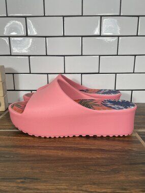 BareTraps Parvati Shoes Womens Size 7 Coral Platform Chunky Slip On Slide Sandal